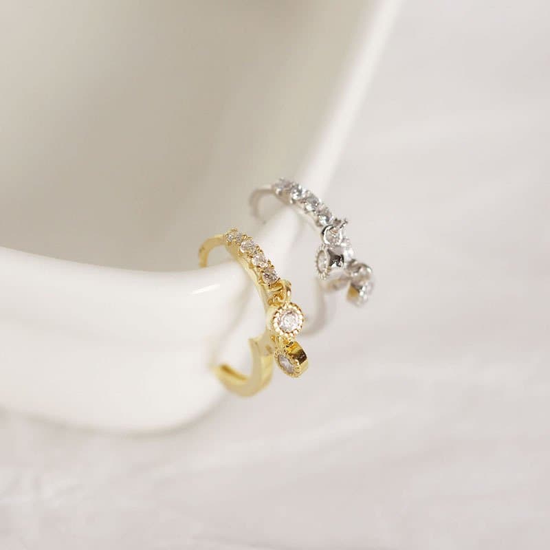 Circle CZ 925 Sterling Silver Hoop Earrings