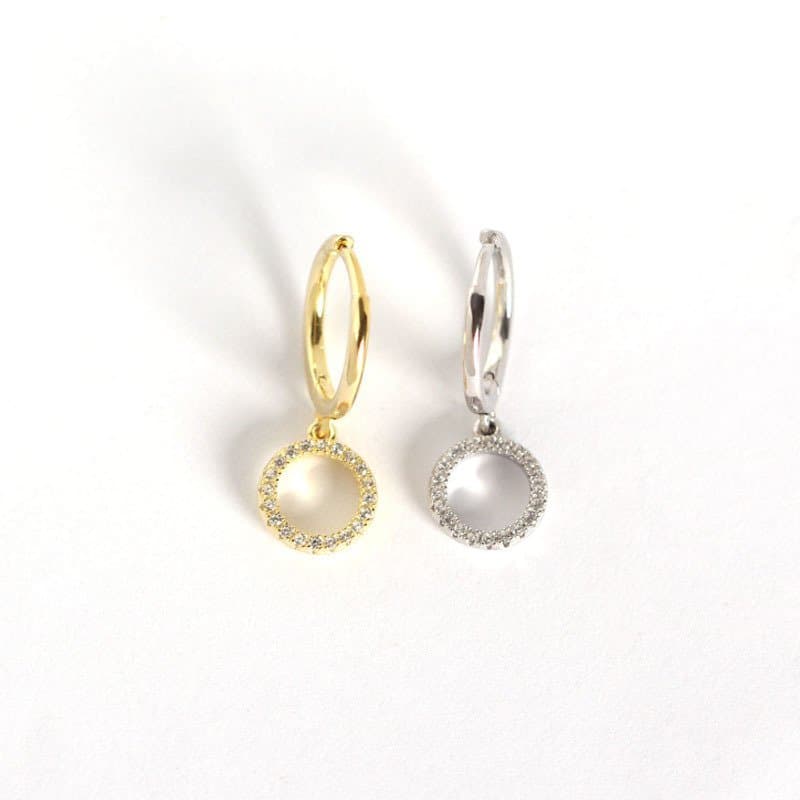 CZ Circles 925 Sterling Silver Leverback Earrings