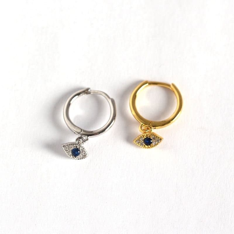 CZ Eye 925 Sterling Silver Hoop Earrings