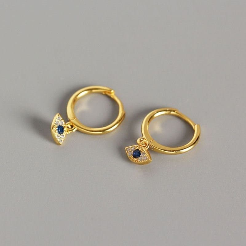 CZ Eye 925 Sterling Silver Hoop Earrings