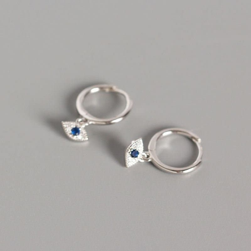 CZ Eye 925 Sterling Silver Hoop Earrings