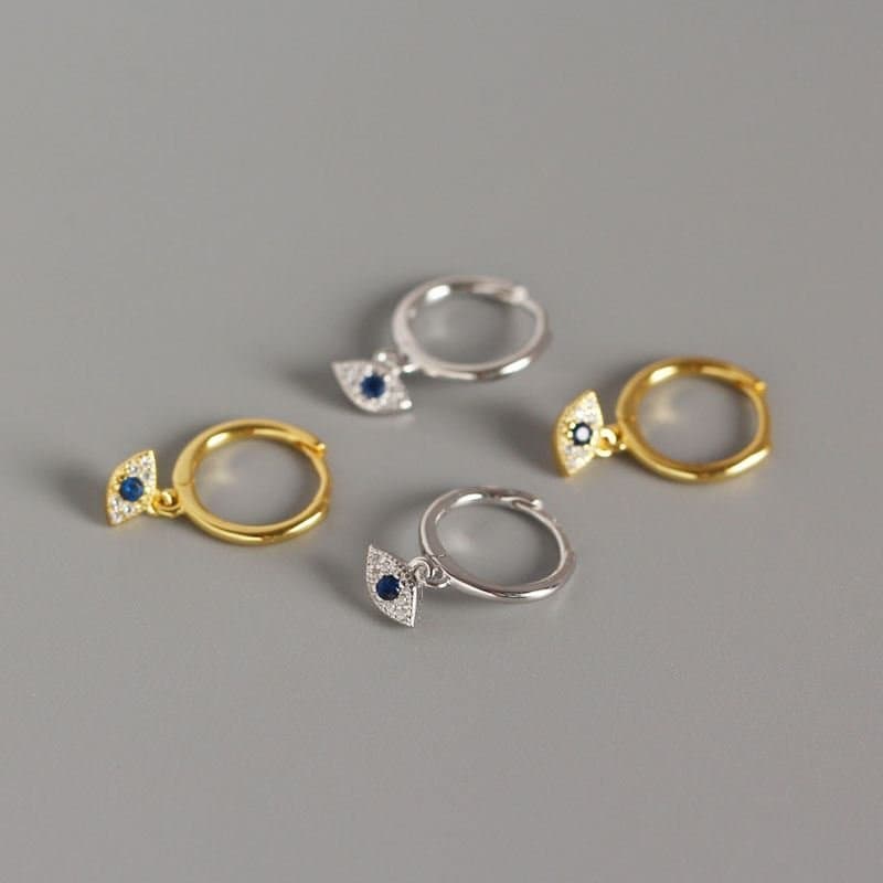 CZ Eye 925 Sterling Silver Hoop Earrings