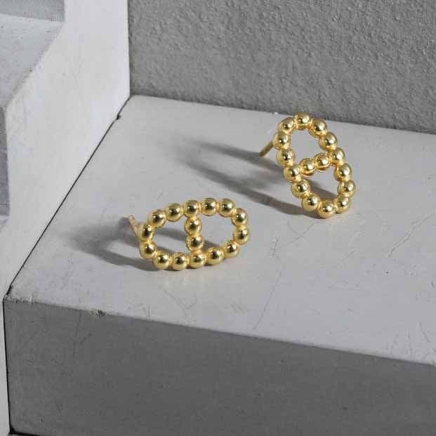 Hollow Beads Pig Nose 925 Sterling Silver Stud Earrings