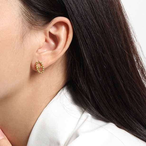 Hollow Beads Pig Nose 925 Sterling Silver Stud Earrings