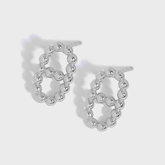 Hollow Beads Pig Nose 925 Sterling Silver Stud Earrings