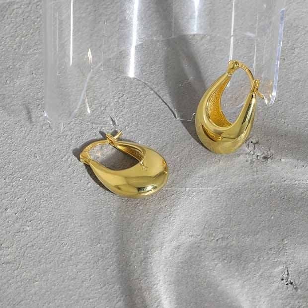 U Shape 925 Sterling Silver Hoop Earrings