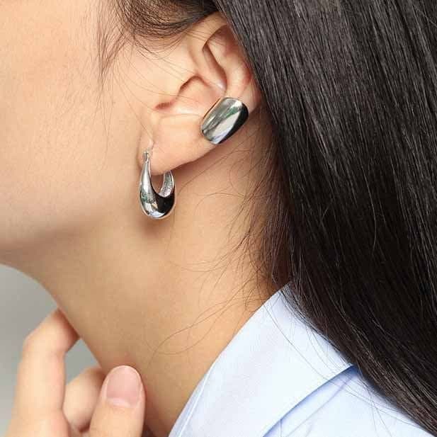 U Shape 925 Sterling Silver Hoop Earrings