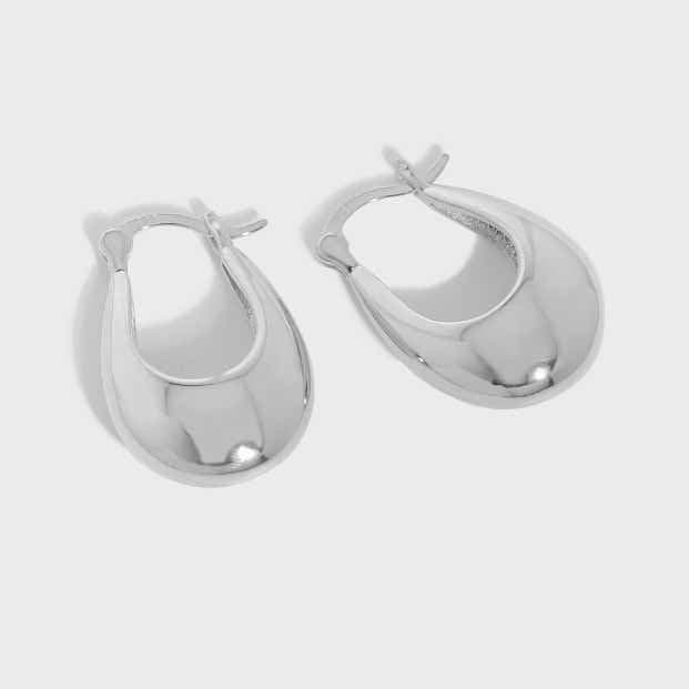 U Shape 925 Sterling Silver Hoop Earrings
