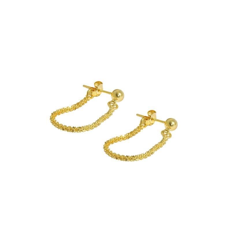 Babysbreath Chain 925 Sterling Silver Hoop Earrings