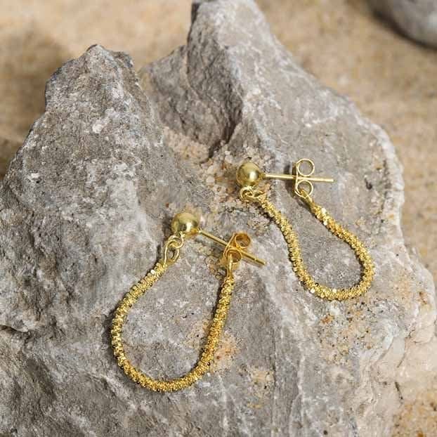 Babysbreath Chain 925 Sterling Silver Hoop Earrings