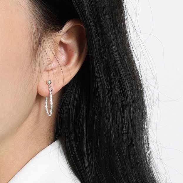 Babysbreath Chain 925 Sterling Silver Hoop Earrings