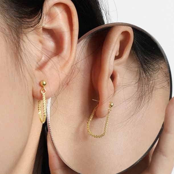 Babysbreath Chain 925 Sterling Silver Hoop Earrings