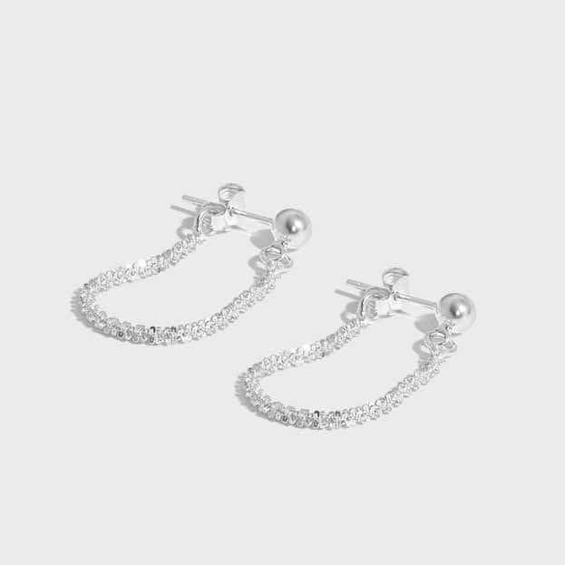 Babysbreath Chain 925 Sterling Silver Hoop Earrings