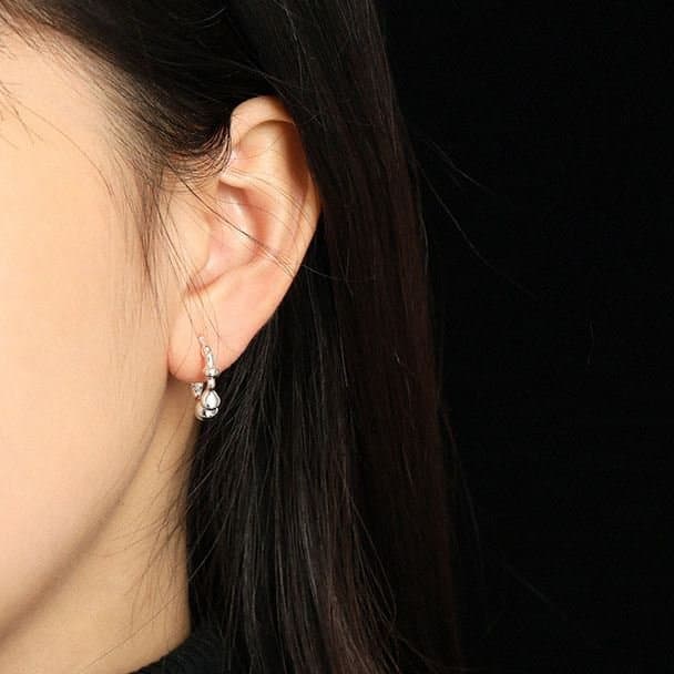Geometric Irregular C Shape 925 Sterling Silver Hoop Earrings