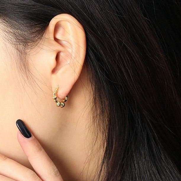 Geometric Irregular C Shape 925 Sterling Silver Hoop Earrings