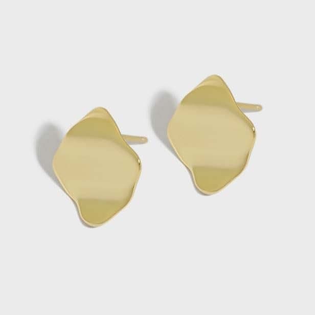 Geometric Wave 925 Sterling Silver Stud Earrings