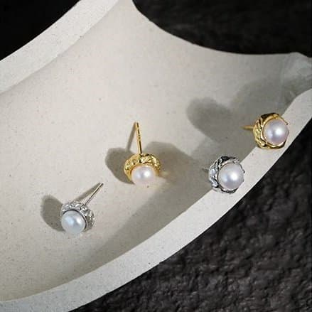 Irregular Freshwater Pearl 925 Sterling Silver Stud Earrings
