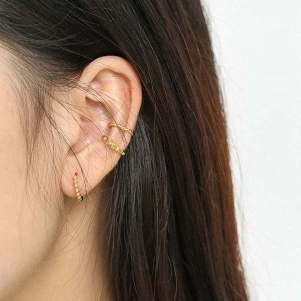 Beads Circle 925 Sterling Silver Huggie Hoop Earrings