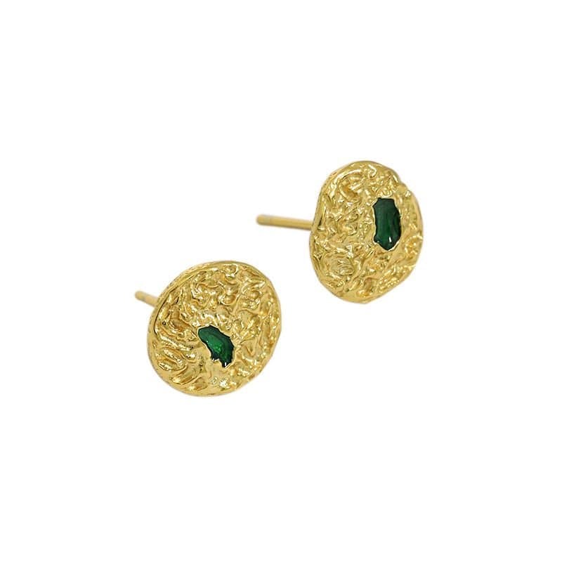 Irregular Geometric Round 925 Sterling Silver Stud Earrings