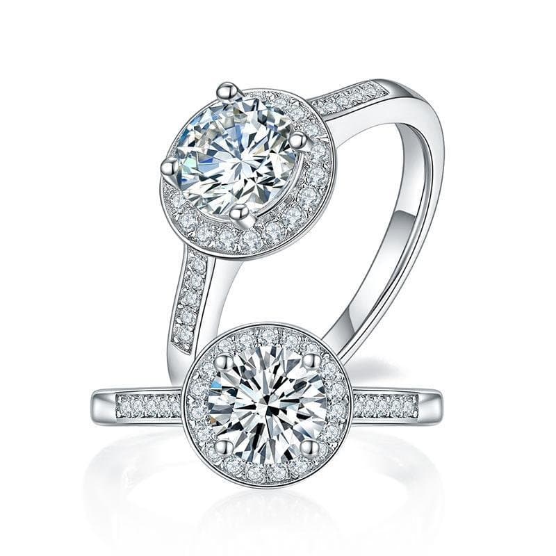 1 Carat Moissanite Diamond Halo Engagement Ring