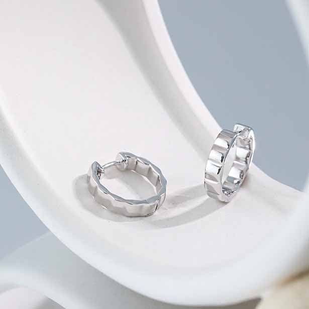 Wheel Circle 925 Sterling Silver Huggie Hoop Earrings