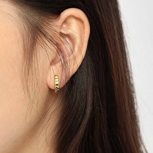 Wheel Circle 925 Sterling Silver Huggie Hoop Earrings