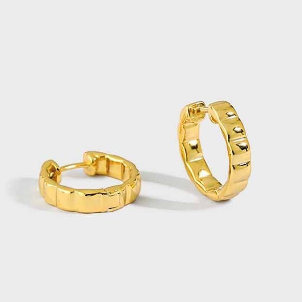 Wheel Circle 925 Sterling Silver Huggie Hoop Earrings