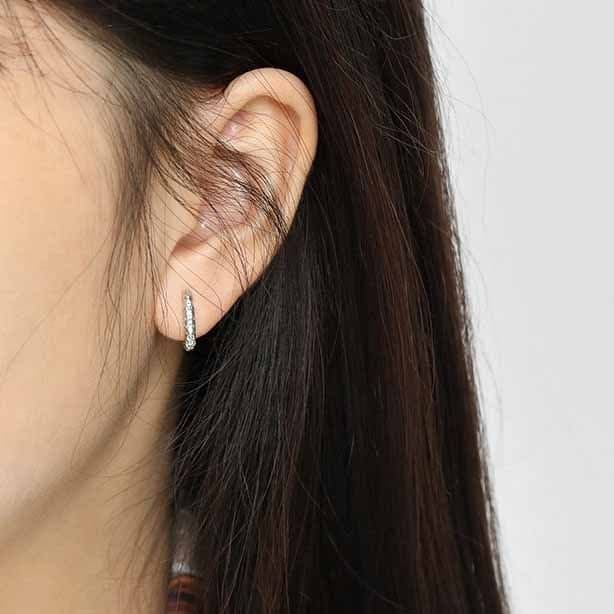 Geometric Hollow Oval 925 Sterling Silver Hoop Earrings