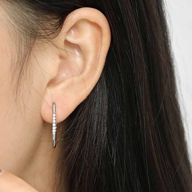 CZ Shape 925 Sterling Silver Dangling Earrings