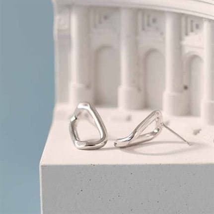 Geometric Irregular Hollow 925 Sterling Silver Stud Earrings