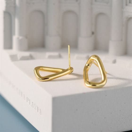Geometric Irregular Hollow 925 Sterling Silver Stud Earrings