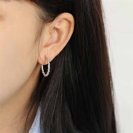 Twisted Circles 925 Sterling Silver Hoop Earrings