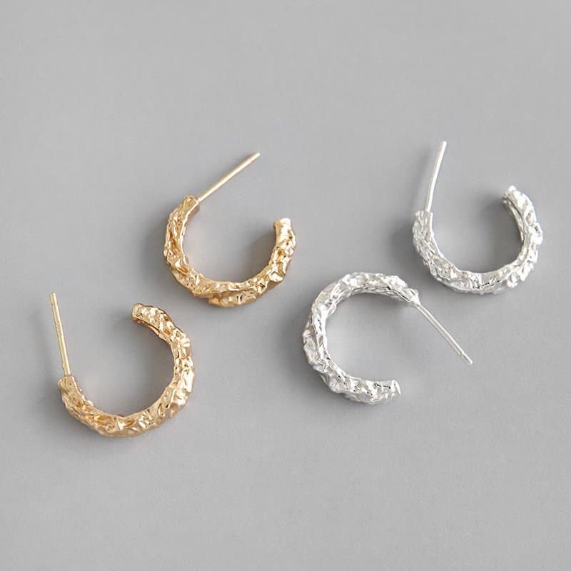 Lady Semicircle 925 Sterling Silver Hoop Earrings