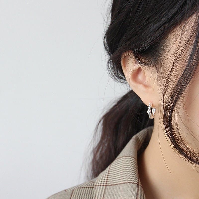 Lady Semicircle 925 Sterling Silver Hoop Earrings