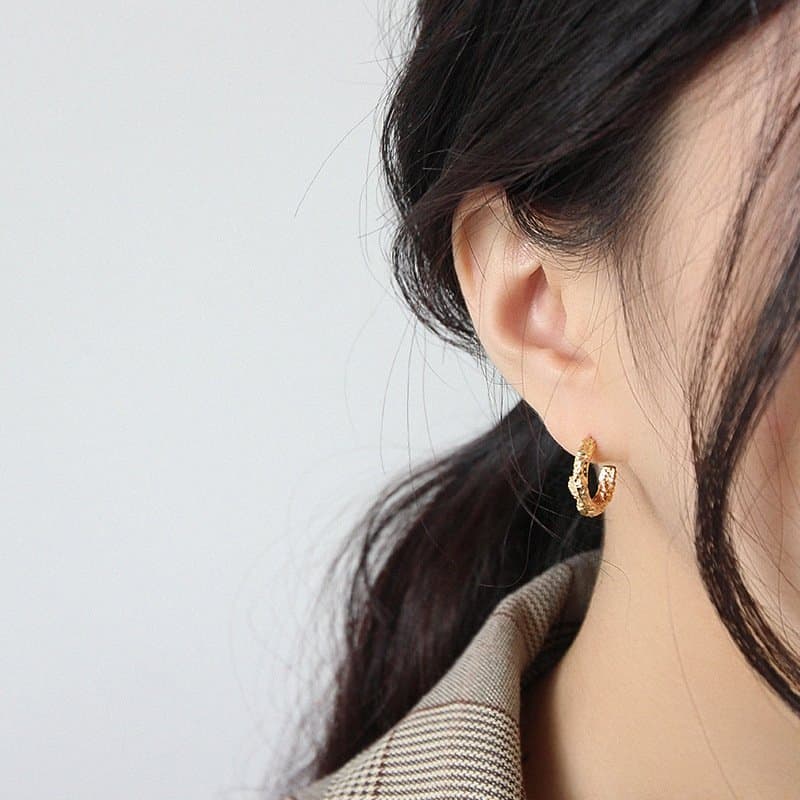 Lady Semicircle 925 Sterling Silver Hoop Earrings