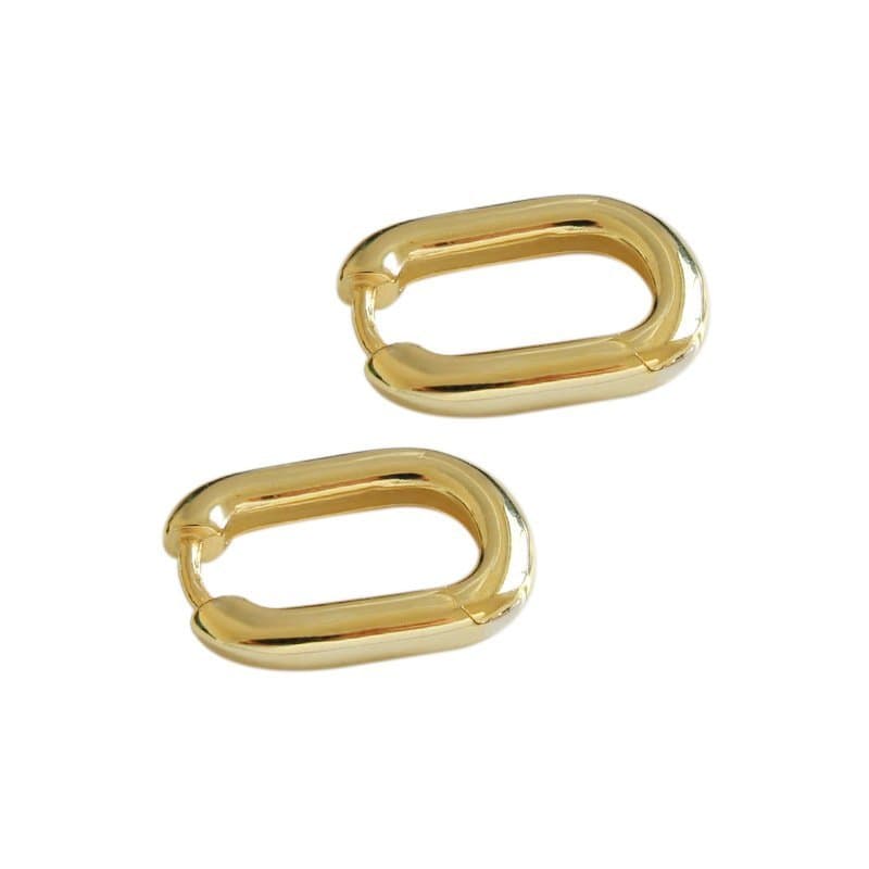 Geometric Ellipse 925 Sterling Silver Leverback Earrings