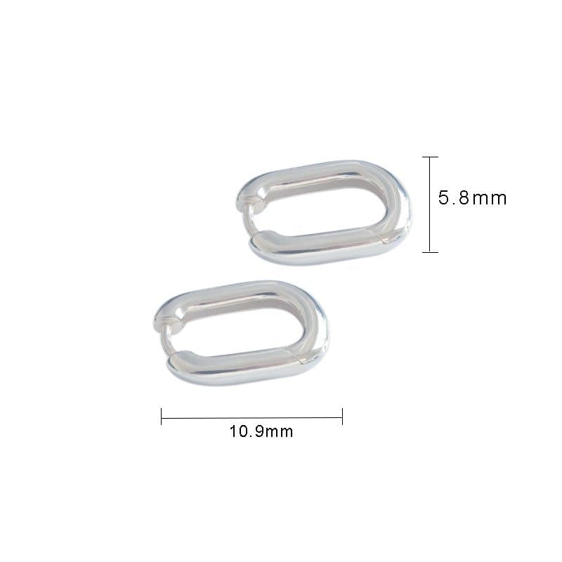 Geometric Ellipse 925 Sterling Silver Leverback Earrings