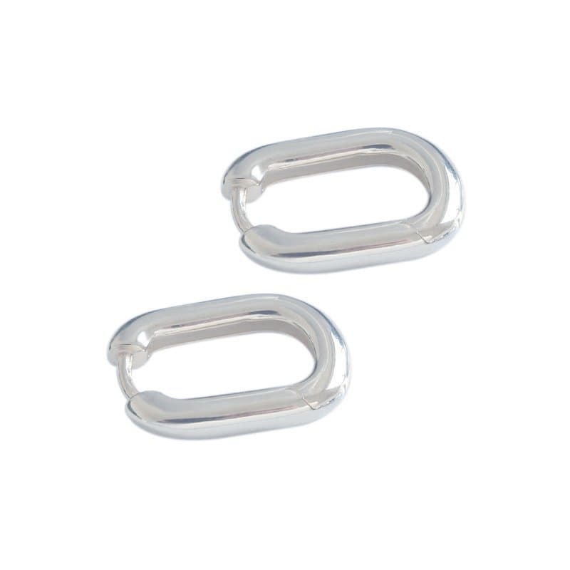 Geometric Ellipse 925 Sterling Silver Leverback Earrings