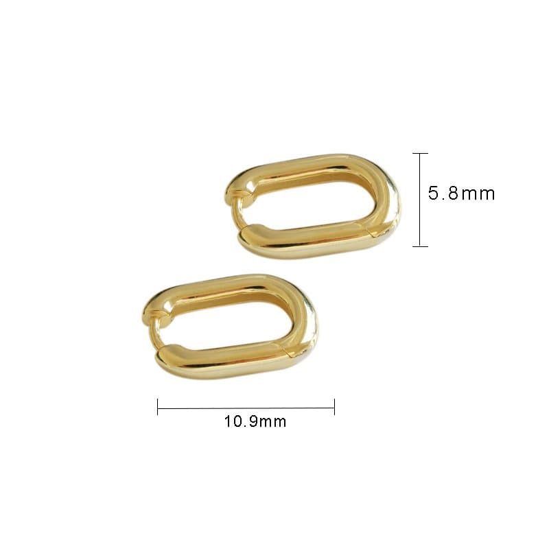 Geometric Ellipse 925 Sterling Silver Leverback Earrings