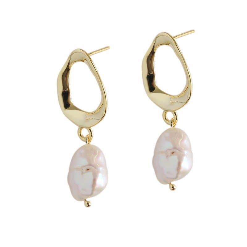 Unique Natural Pearl 925 Sterling Silver Dangling Earrings
