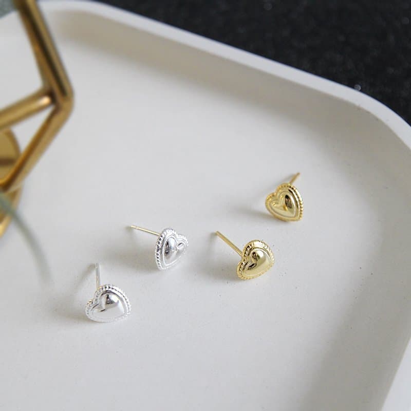 Heart 925 Sterling Silver Studs Earrings