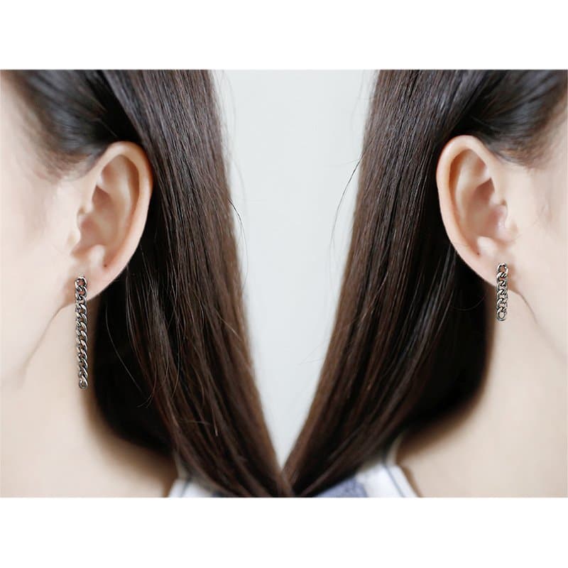 Asymmetric Chain 925 Sterling Silver Dangling Earrings