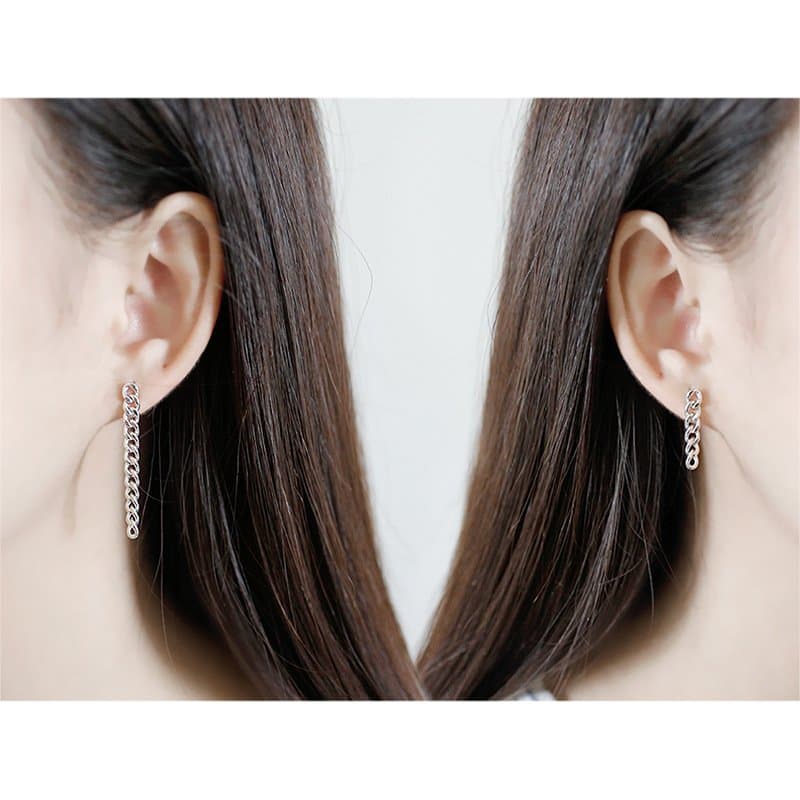 Asymmetric Chain 925 Sterling Silver Dangling Earrings