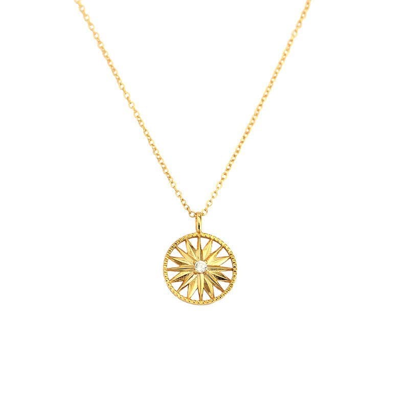 CZ Sunshine Awn Star 925 Sterling Silver Necklace