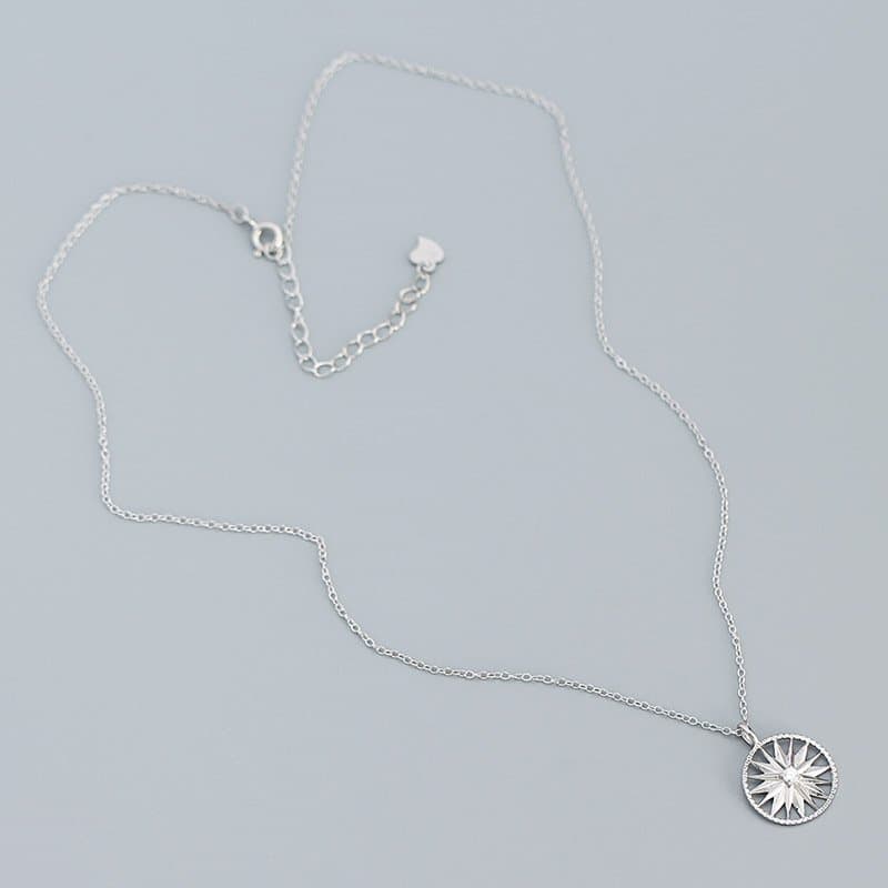 CZ Sunshine Awn Star 925 Sterling Silver Necklace