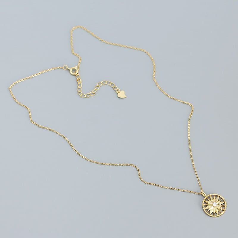 CZ Sunshine Awn Star 925 Sterling Silver Necklace
