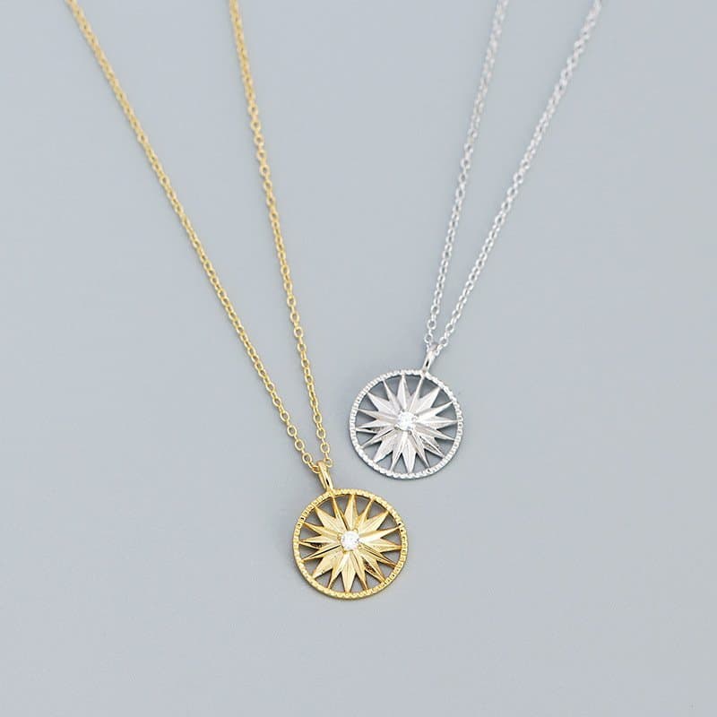CZ Sunshine Awn Star 925 Sterling Silver Necklace