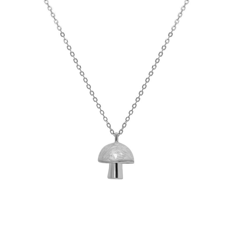 Green Epoxy Mushroom 925 Sterling Silver Necklace
