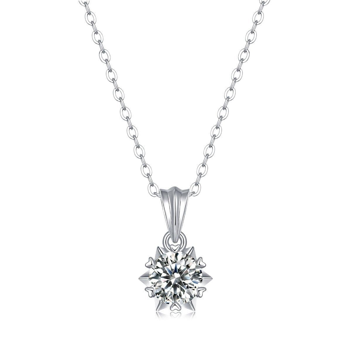 Moissanite CZ Snowflake Rolo Chain 925 Sterling Silver Necklace