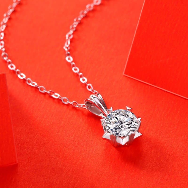 Moissanite CZ Snowflake Rolo Chain 925 Sterling Silver Necklace